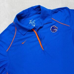 Boise State Broncos Polo Shirt Men Large Blue Nike Dri-Fit Football College NCAA